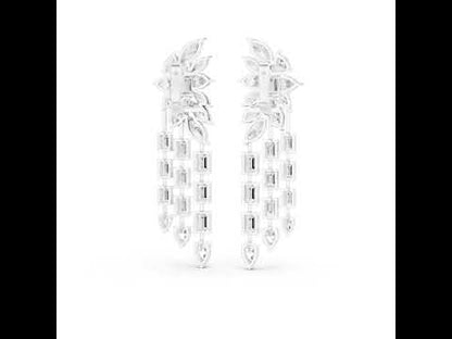 14K White Gold Emerald Pear Marquise Cut Diamond Stud Earrings for Women | Engagement | Pure Carat
