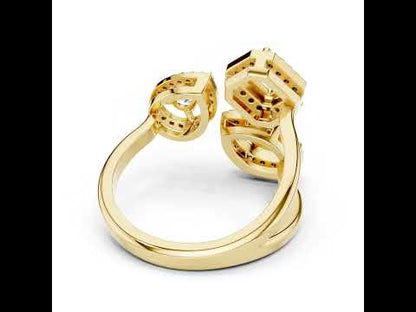 18K Rose Gold Emerald/Marquise/Round Lab-Grown Diamond Stud Ring for Women | Pure Carat