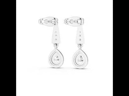 18K Yellow Gold Round & Pear Lab-Grown Diamond Wedding Earrings for Women | Pure Carat