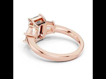 14K White Gold Tapered Baguette & Radiant Lab-Grown Diamond Engagement Ring for Women | Pure Carat