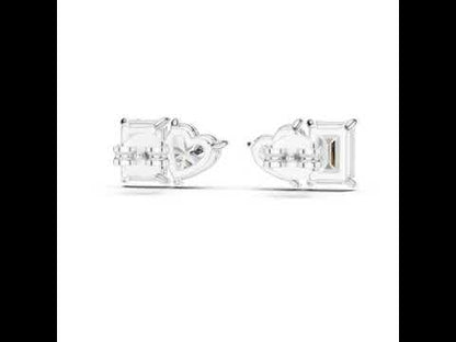 14K White Gold Heart & Emerald Lab-Grown Diamond Stud Earrings for Women | Anniversary Gift | Pure Carat