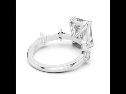 18K Rose Gold Emerald & Princess Lab-Grown Diamond Wedding Ring for Women | Pure Carat