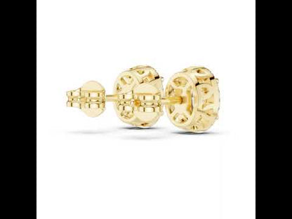 14K Yellow Gold Oval & Round Lab-Grown Diamond Earrings for Women | Bridal Collection | Pure Carat