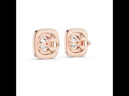Round Lab-Grown Diamond Drop Earrings in 18K Rose Gold | PureCarat