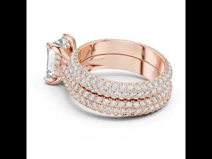 18K Rose Gold Radiant & Round Lab-Grown Diamond Stud Ring for Women – Pure Carat