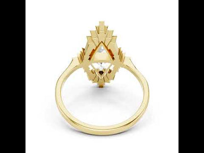 18K Yellow Gold Triangle & Round Lab-Grown Diamond Ring for Women | Wedding | Pure Carat