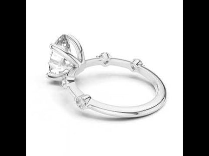 Oval & Round Lab-Grown Diamond Solitaire Ring in 18K Rose Gold – Pure Carat