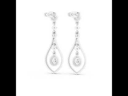 18K Rose Gold Round & Pear Lab-Grown Diamond Wedding Earrings for Women | Pure Carat