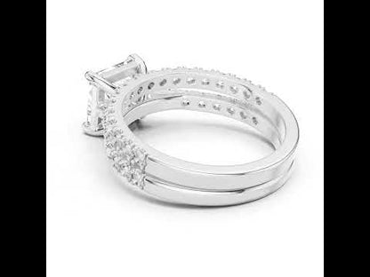 Princess & Round Cut Diamond Stud Ring in 18K White Gold for Women – Pure Carat Collection