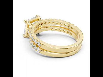 Princess & Round Cut Diamond Stud Ring in 18K White Gold for Women – Pure Carat Collection