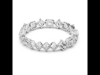 18K White Gold Emerald & Round Lab-Grown Diamond Bracelet for Women - Pure Carat
