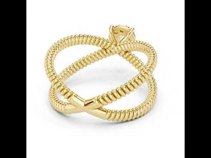 18K Yellow Gold Round Lab-Grown Diamond Everyday Wear Ring for Women | Pure Carat