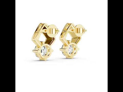 18K Yellow Gold Round Lab-Grown Diamond Drop Earrings | PureCarat