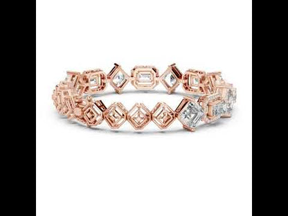 14k White Gold Emerald/Emerald/Round Lab-Grown Diamond Bridal Bracelet for Women | Pure Carat