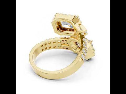 Emerald, Round & Bug Lab-Grown Diamond Ring in 18K Yellow Gold for Women – Pure Carat