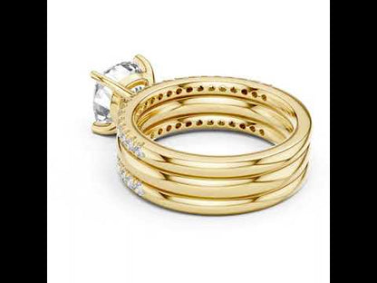 14K Yellow Gold Cushion & Round Cut Diamond Ring for Women | Bridal Jewellery | Pure Carat