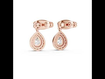 18K Yellow Gold Round & Pear Lab-Grown Diamond Engagement Earrings for Women | Pure Carat