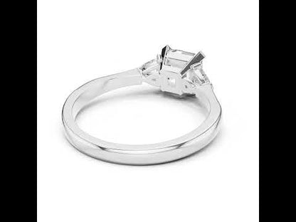18K Rose Gold Trillion & Emerald Lab-Grown Diamond Stud Ring for Women | Party Wear | Pure Carat