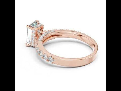 Emerald & Round Lab-Grown Diamond Solitaire Ring in 18K White Gold – Pure Carat