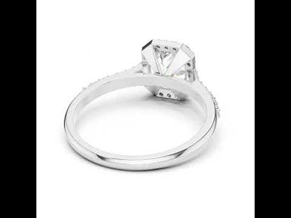 14K Rose Gold Emerald & Round Lab-Grown Diamond Stud Ring for Women | Everyday Wear | Pure Carat