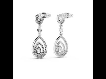 18K White Gold Round & Pear Lab-Grown Diamond Wedding Earrings for Women | Pure Carat