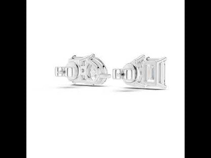 Pear & Emerald Lab-Grown Diamond Stud Earrings in 14K Yellow Gold - Pure Carat