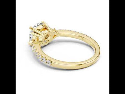 Pure Carat 14K Yellow Gold Ring with Trillion & Round Lab-Grown Diamonds - Office Wear