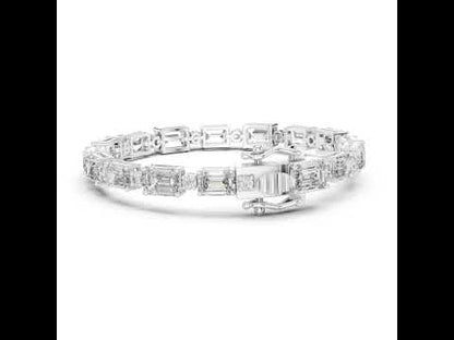 14k Rose Gold Emerald/Round Lab-Grown Diamond Engagement Bracelet | Pure Carat