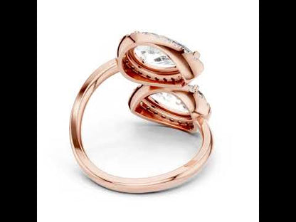 18K Rose Gold Round & Pear Lab-Grown Diamond Engagement Ring for Women | Pure Carat