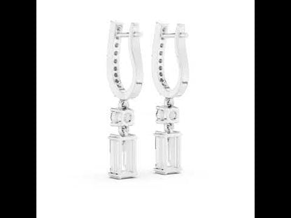 14K Yellow Gold Round & Baguette Lab-Grown Diamond Engagement Earrings for Women | Pure Carat
