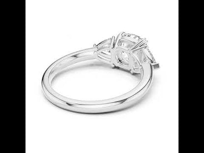 14K Yellow Gold Cushion & Trillion Lab-Grown Diamond Engagement Ring for Women - Pure Carat
