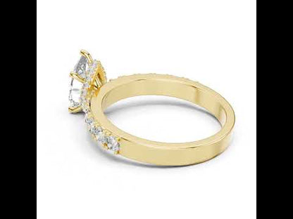 14K Rose Gold Pear & Round Lab-Grown Diamond Stud Ring for Women – Pure Carat