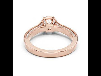 Pure Carat 14K Yellow Gold Engagement Ring with Round Bug-Cut Lab-Grown Diamond