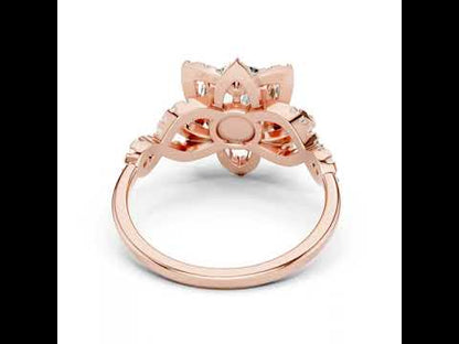 Pure Carat 14K Rose Gold Office Wear Ring with Round Lab-Grown Diamond