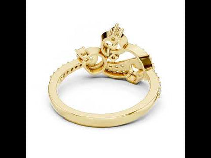 14K Yellow Gold Round Lab-Grown Diamond Drop Ring for Women | Party Wear | Pure Carat