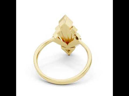 18K Yellow Gold Triangle & Round Lab-Grown Diamond Ring for Women | Office Wear | Pure Carat