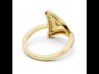 14K Yellow Gold Round Lab-Grown Diamond Drop Ring for Women | Party Wear | Pure Carat