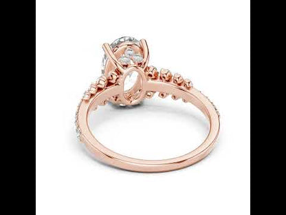 Pure Carat 14K Yellow Gold Stud Ring with Oval & Round Lab-Grown Diamonds – Daily Wear