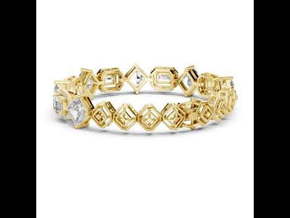 14k White Gold Emerald/Emerald/Round Lab-Grown Diamond Bridal Bracelet for Women | Pure Carat