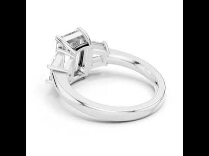 14K White Gold Tapered Baguette & Radiant Lab-Grown Diamond Engagement Ring for Women | Pure Carat