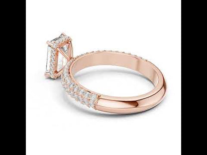 14K Rose Gold Round & Emerald Lab-Grown Diamond Engagement Ring for Women | Pure Carat