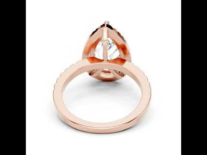 14K Rose Gold Pear & Round Lab-Grown Diamond Stud Ring for Women – Pure Carat