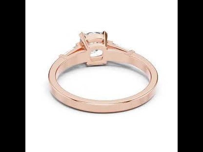 14K Yellow Gold Cushion & Baguette Lab-Grown Diamond Solitaire Ring for Women | Anniversary Gift | Pure Carat