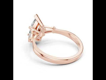 18K Rose Gold Marquise & Custom Baguette Lab-Grown Diamond Solitaire Ring for Women | Party Wear | Pure Carat