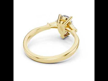 18K White Gold Pear & Custom Baguette Lab-Grown Diamond Engagement Ring for Women | Pure Carat