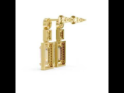 14K Yellow Gold Round & Baguette Lab-Grown Diamond Engagement Earrings for Women | Pure Carat