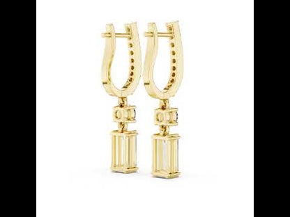 14K Yellow Gold Round & Baguette Lab-Grown Diamond Engagement Earrings for Women | Pure Carat