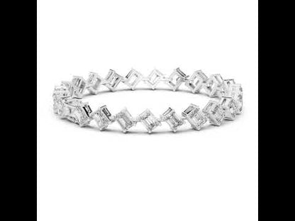 18k Yellow Gold Emerald/Radiant Lab-Grown Diamond Anniversary Bracelet for Women | Pure Carat