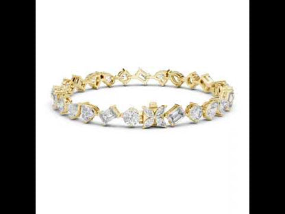 14k White Gold Heart Emerald Pear Lab-Grown Diamond Engagement Bracelet | Pure Carat