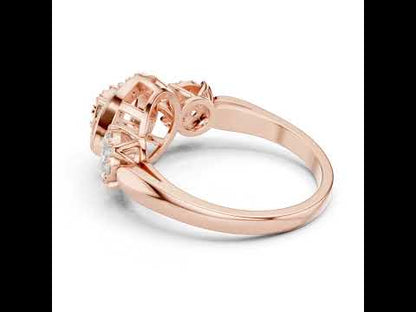 18K Rose Gold Round Lab-Grown Diamond Stud Bridal Ring for Women | Pure Carat